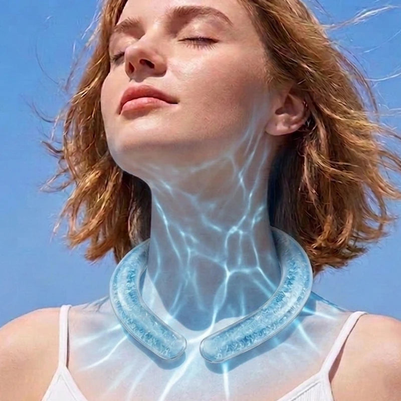 Summer cooling neck with ice neck cooler, portable ice collar