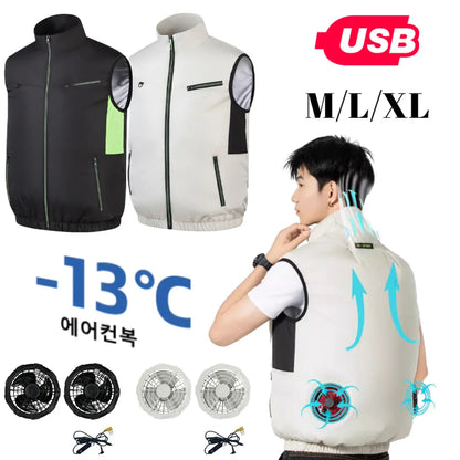 Cooling Vest Ice Fan Vest Heat Resistant Air Conditioner